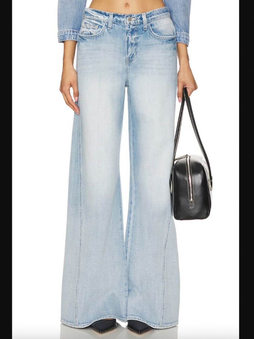 $350 NWT L'Agence Blue Denim Fontana Seam Wide Leg Jean Beau Pants size 24/27" - Picture 2 of 8